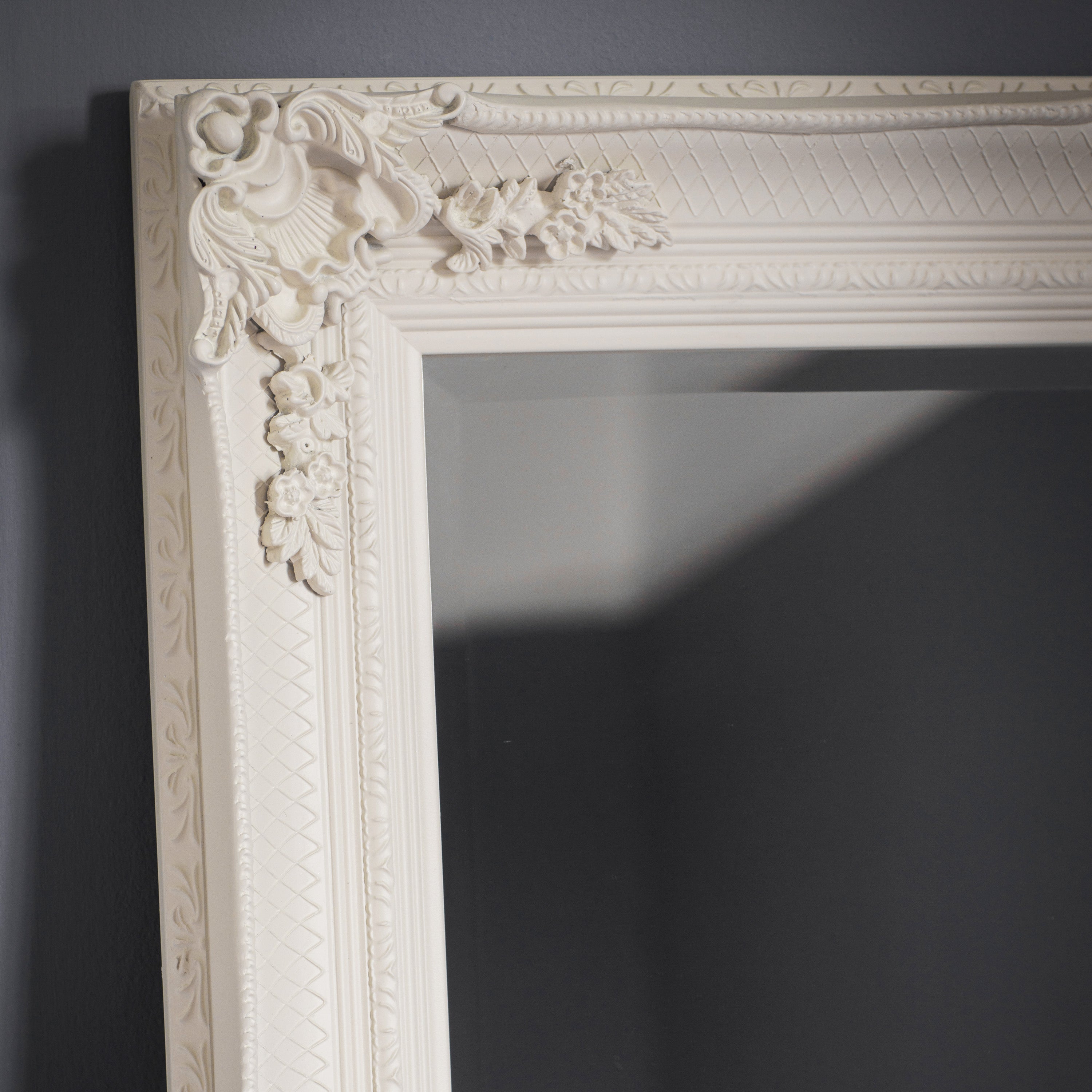 Alcott Baroque Vintage Cream Full Length Leaner Mirror